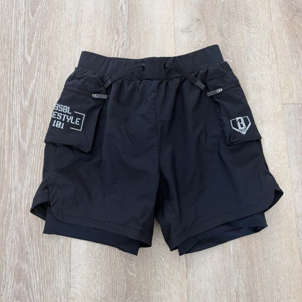 B101 Baseball Lifestyle Black Youth Shorts Size L (53)